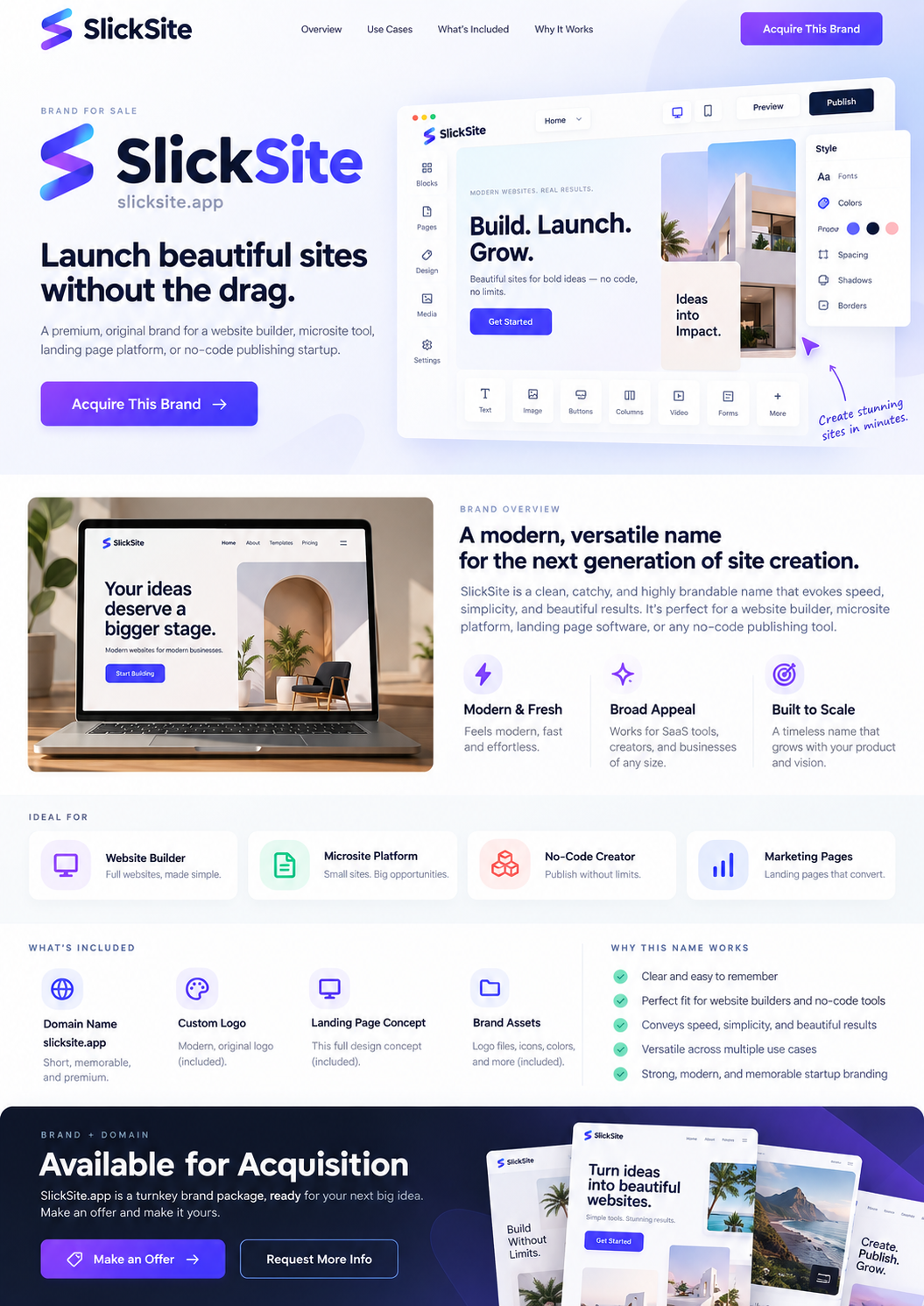SlickSite landing page preview
